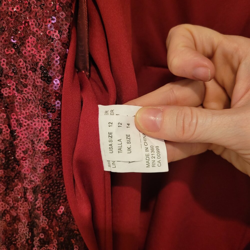 Mori Lee Ruby Red Burgundy Sequin Cold Shoulder M… - image 5